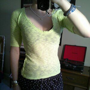 XS Free People Women’s Francis Tee in Lime NWOT